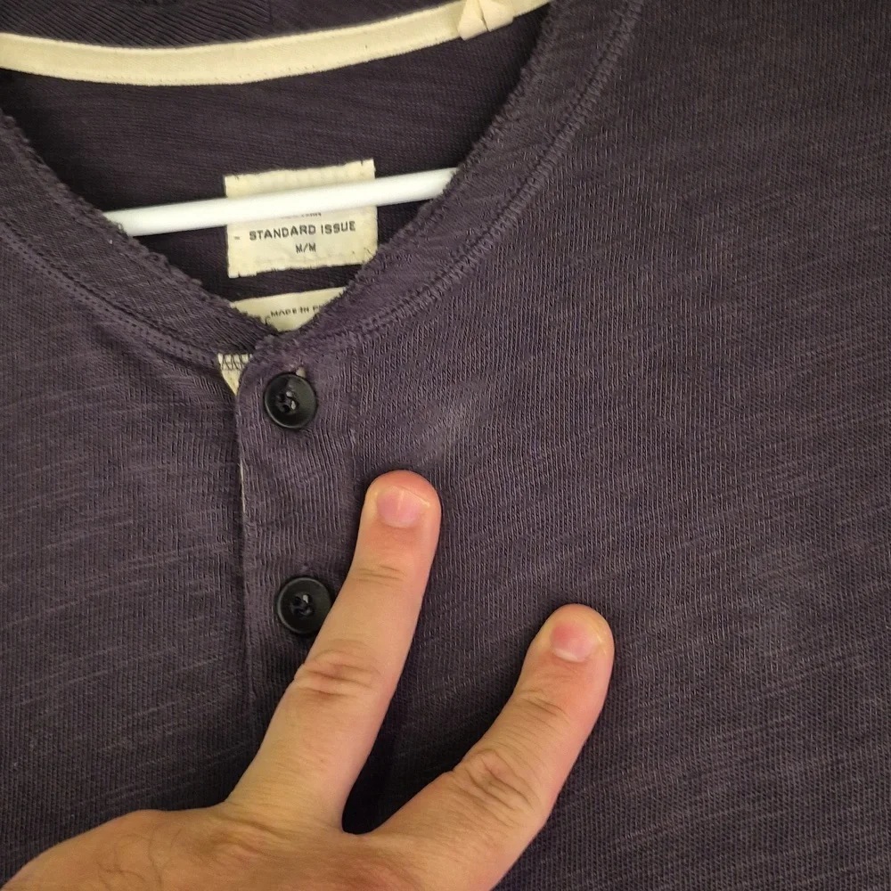 RAG & BONE Standard Issue Dark Grey Henley Sz M Half Button Short Sleeve Shirt‎